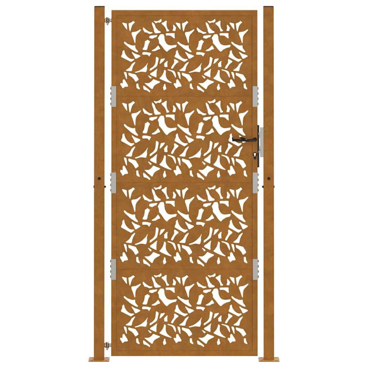 VIDAXL Porte de jardin acier resistant aux intemperies design feuilles