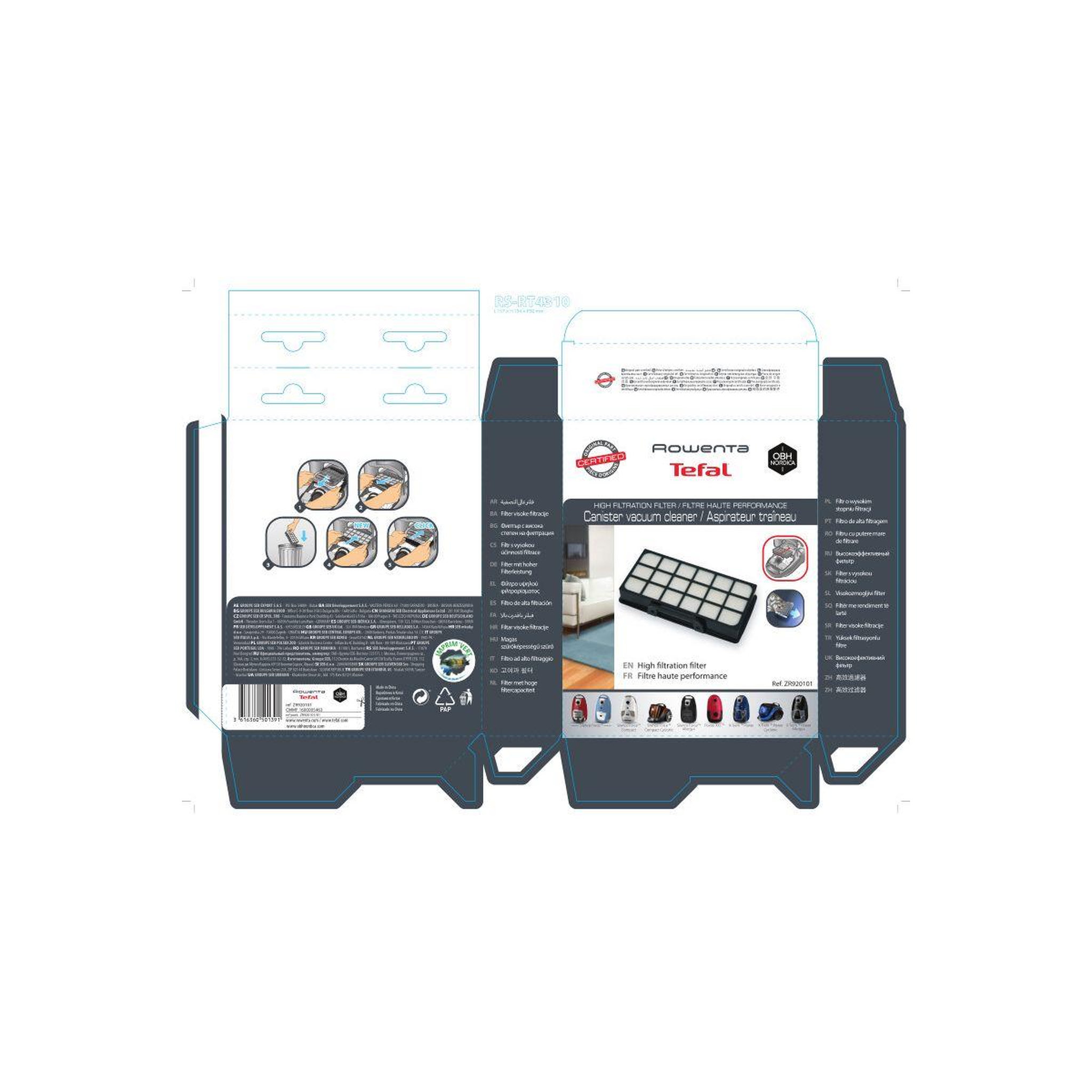 Voir la diapositive 2 : ROWENTA Filtre zr920101 mousse lavable x-force flex 8.60 9.60