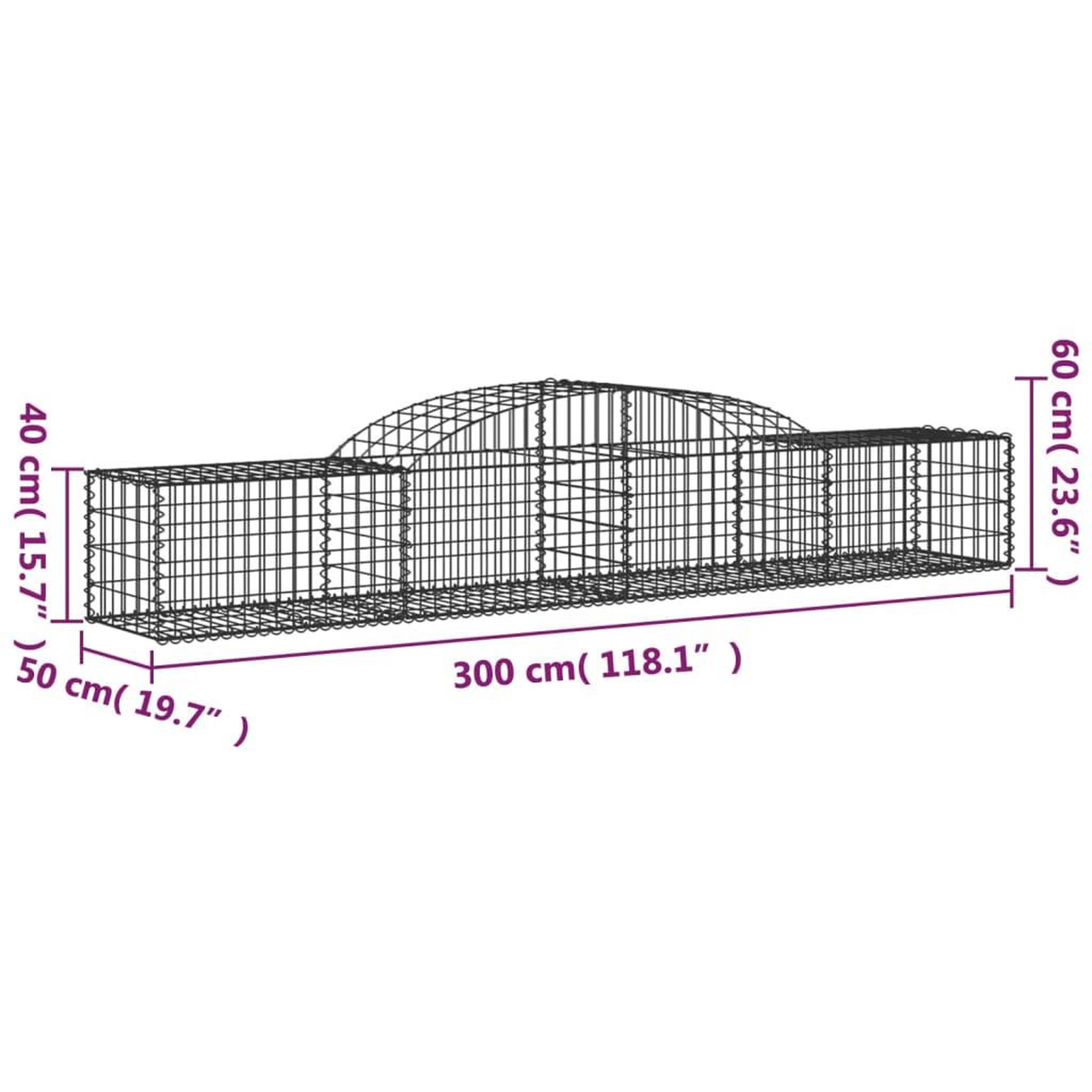 Voir la diapositive 6 : VIDAXL Paniers a gabions arques 25 pcs 300x50x40/60 cm fer galvanise