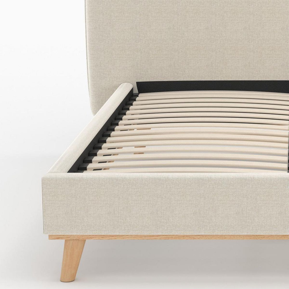 Rendez vous déco Lit double 140x190 cm en tissu gris/beige - Modjo