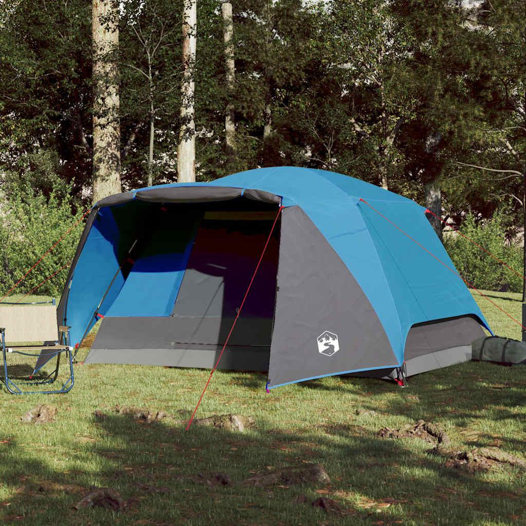 Voir la diapositive 3 : VIDAXL Tente de camping avec porche 4 personnes bleu impermeable
