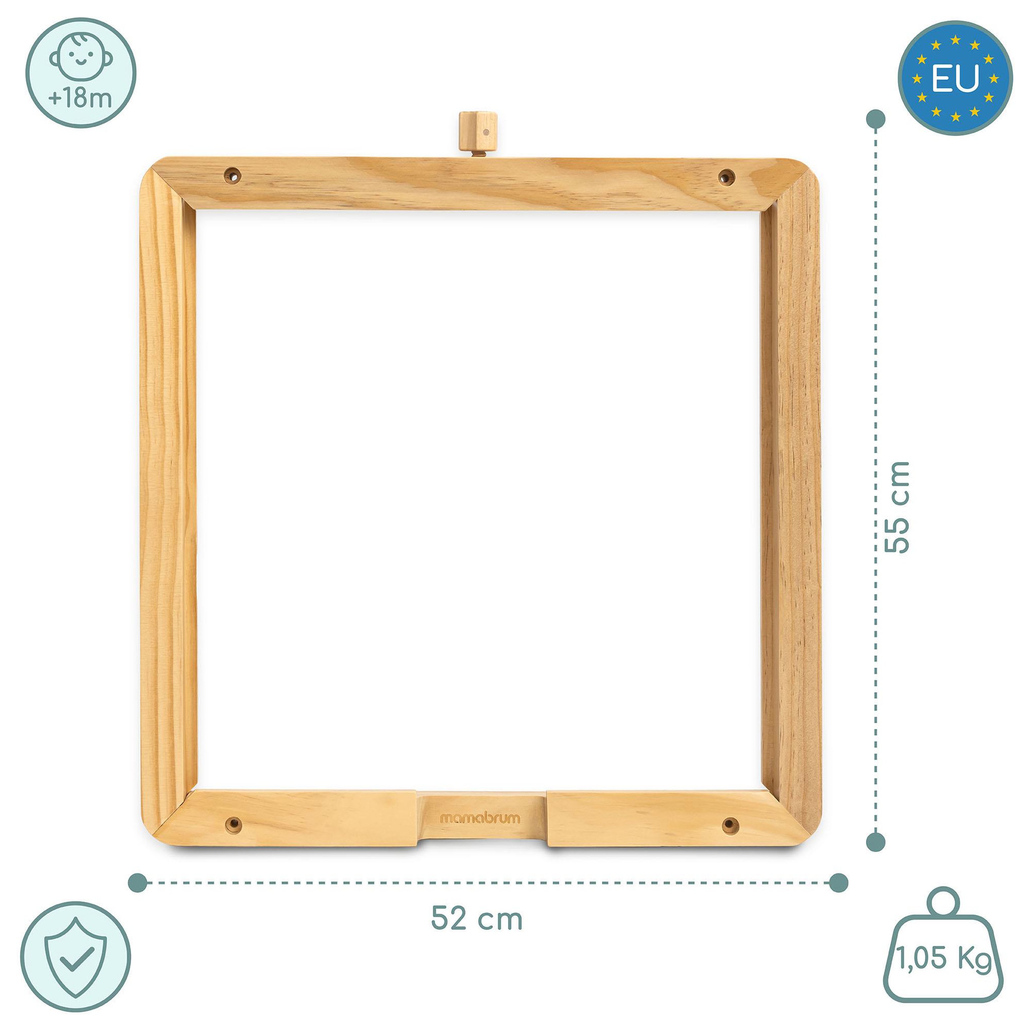 Voir la diapositive 3 : MAMABRUM Cadre Mural Bois Mamabrum Fixation Tableau Educatif 52x55 cm Pin Naturel 18M+
