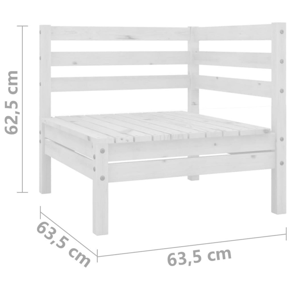 VIDAXL Canape a 2 places de jardin Blanc Bois de pin solide