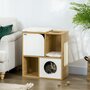 PAWHUT Maison pour chat design - niche chat panier chat - 3 coussins + grattoir sisal inclus - panneaux aspect chêne clair