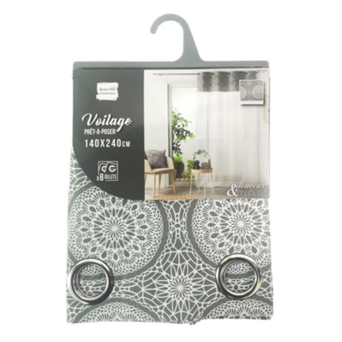 Paris Prix Rideau Voilage à Œillets  Sibel  140x240cm Gris
