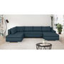 Voir la diapositive 2 : MARKET24 Canapé d'angle panoramique convertible -7 places - INDIAN - Tissu 100% polyester - Bleu canard - 360 x 228 cm