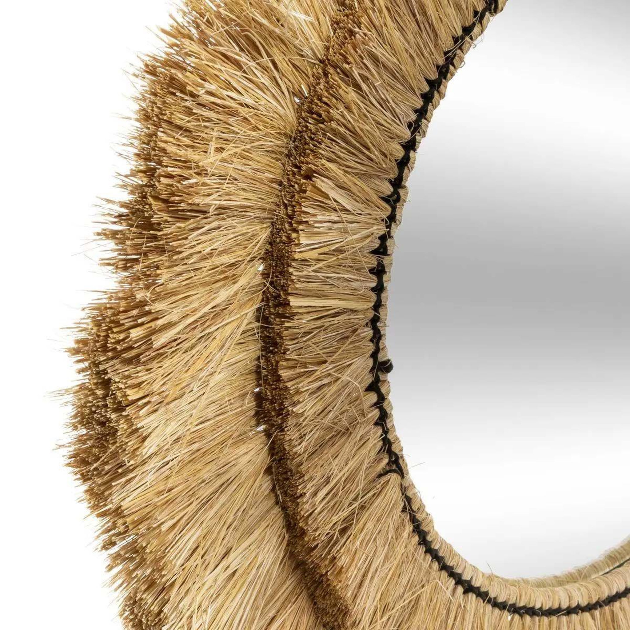 Voir la diapositive 2 : ATMOSPHERA Miroir mural en raphia déco  alba  57cm beige