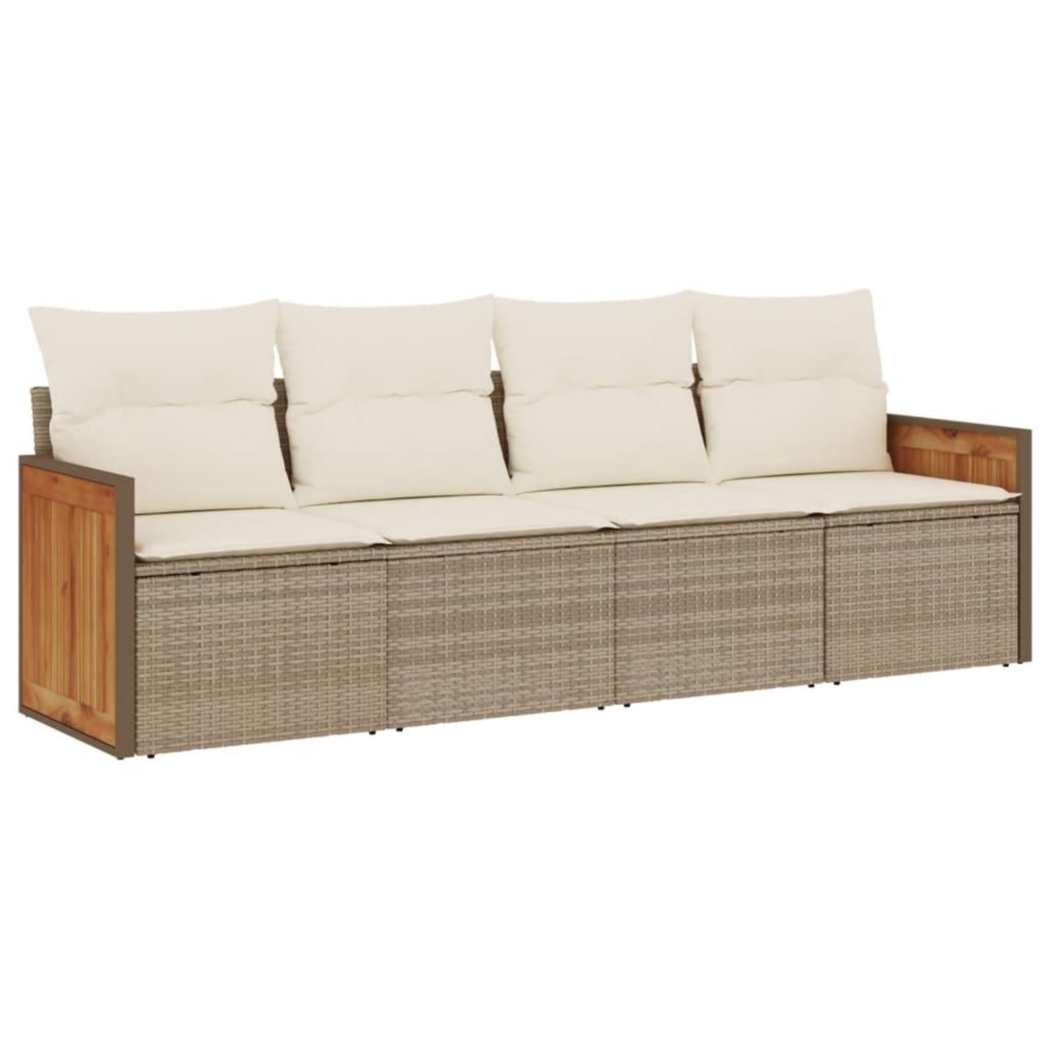 Voir la diapositive 2 : VIDAXL Salon de jardin avec coussins 4 pcs beige resine tressee