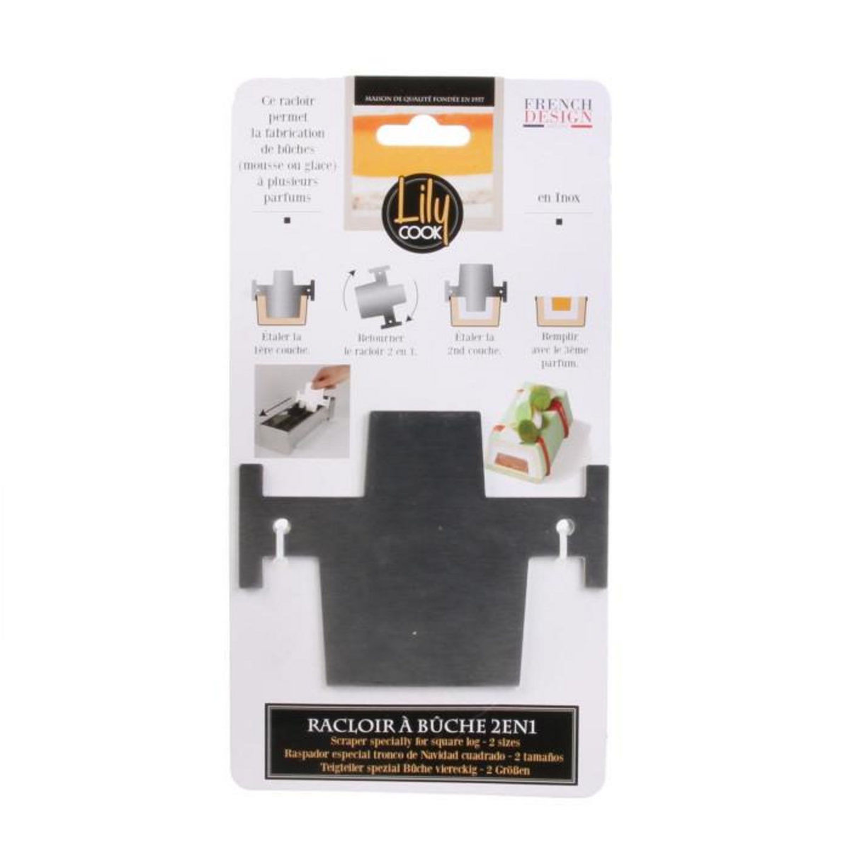 Paris Prix Racloir à Bûche Carré  2 en 1  11cm Gris