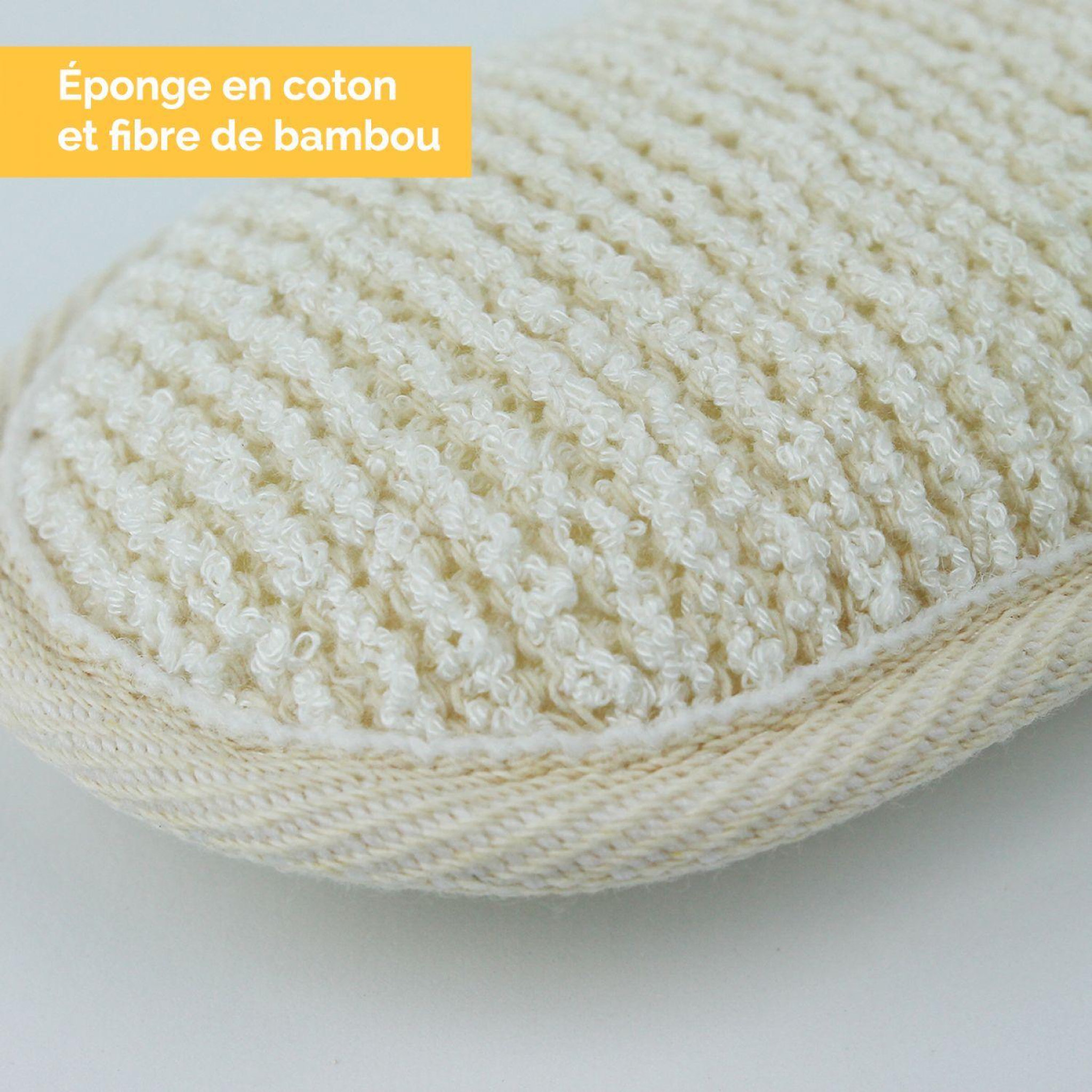 Voir la diapositive 3 : VIVEZEN Éponge exfoliante et nettoyante en fibre de bambou double face 13 x 8 x 3 cm