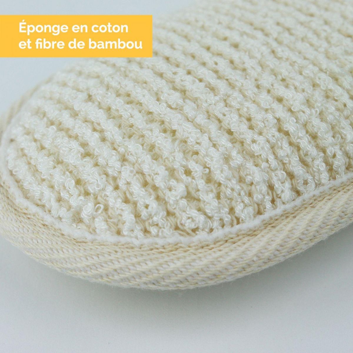 VIVEZEN Éponge exfoliante et nettoyante en fibre de bambou double face 13 x 8 x 3 cm