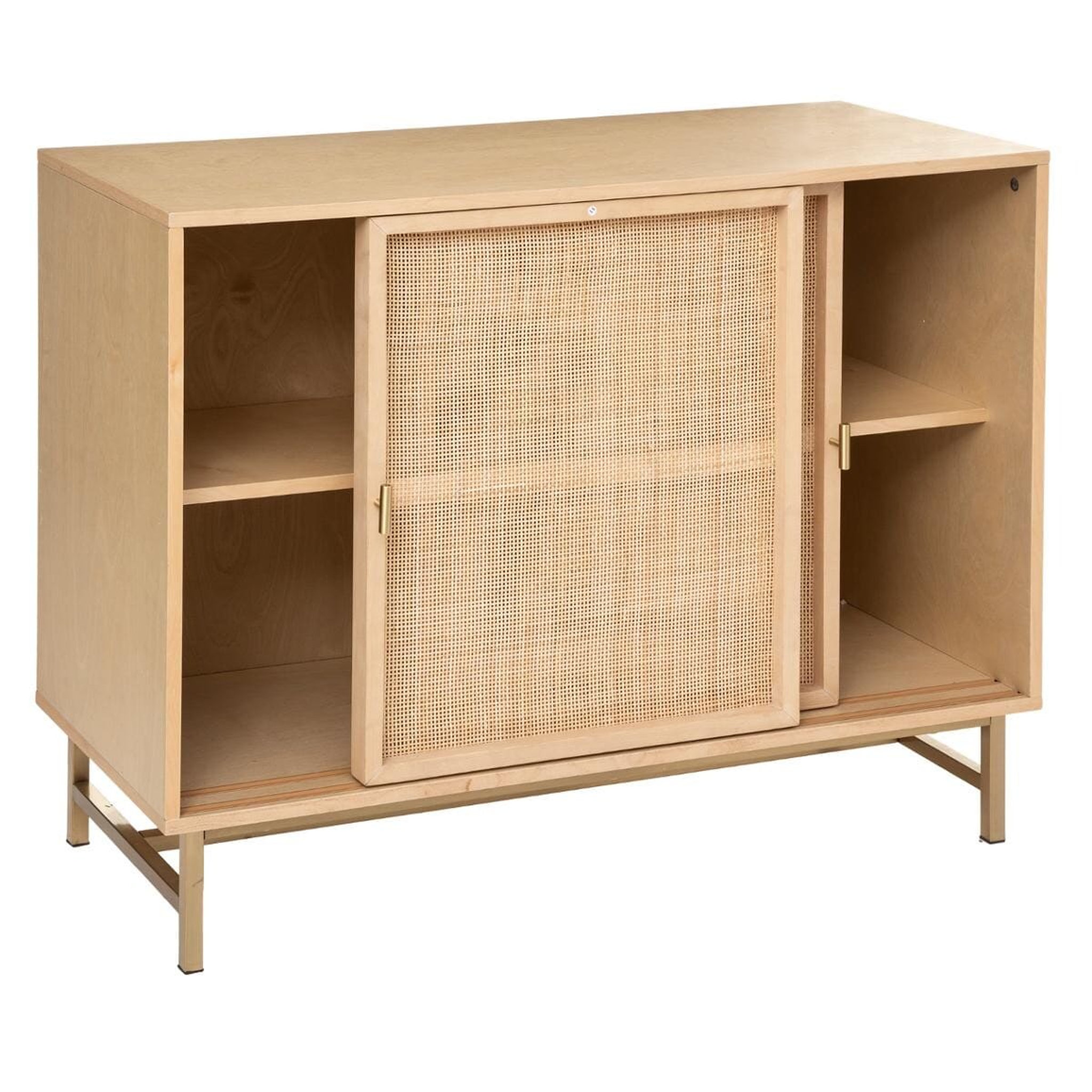 Voir la diapositive 3 : ATMOSPHERA Buffet 2 portes avec cannage et pieds métal L100cm BAYO