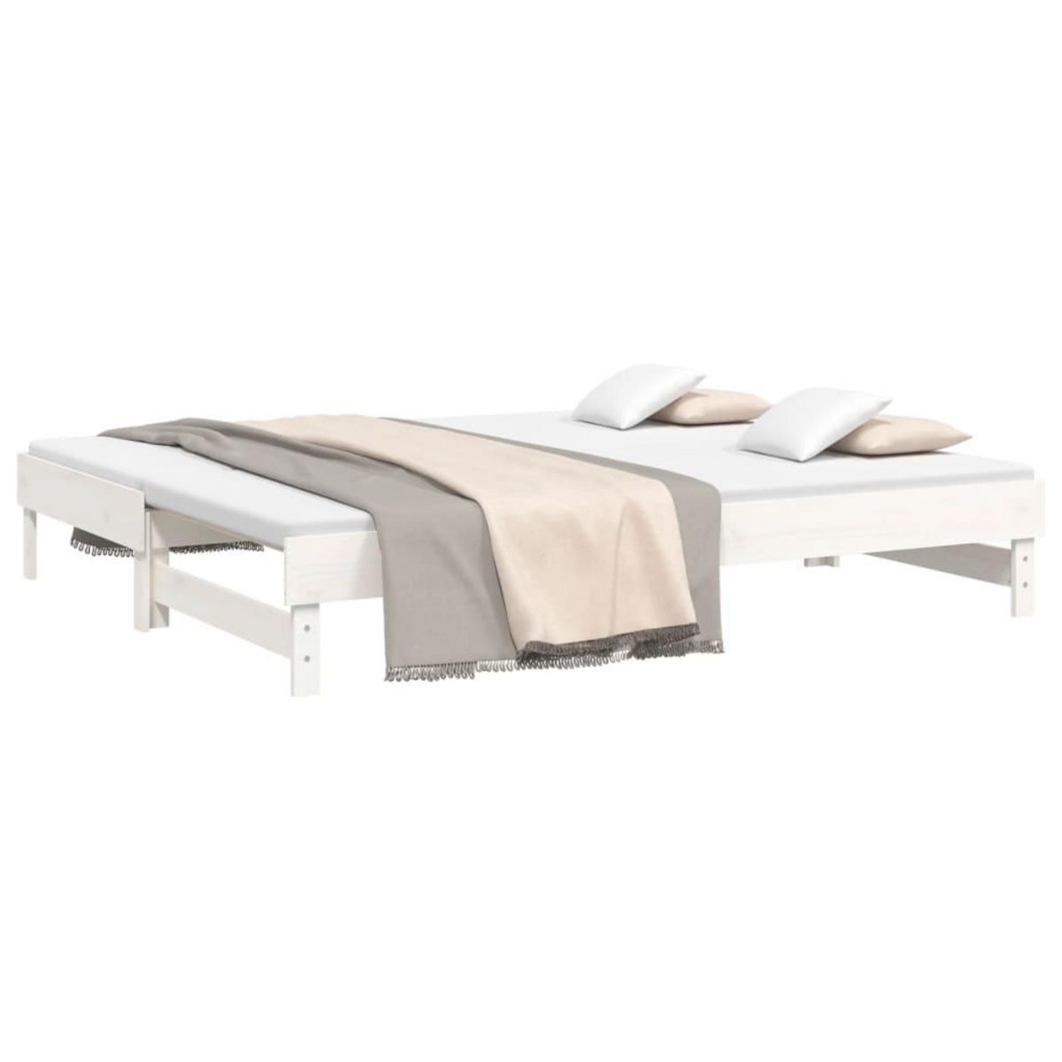 VIDAXL Lit coulissant sans matelas blanc 2x(90x200) cm