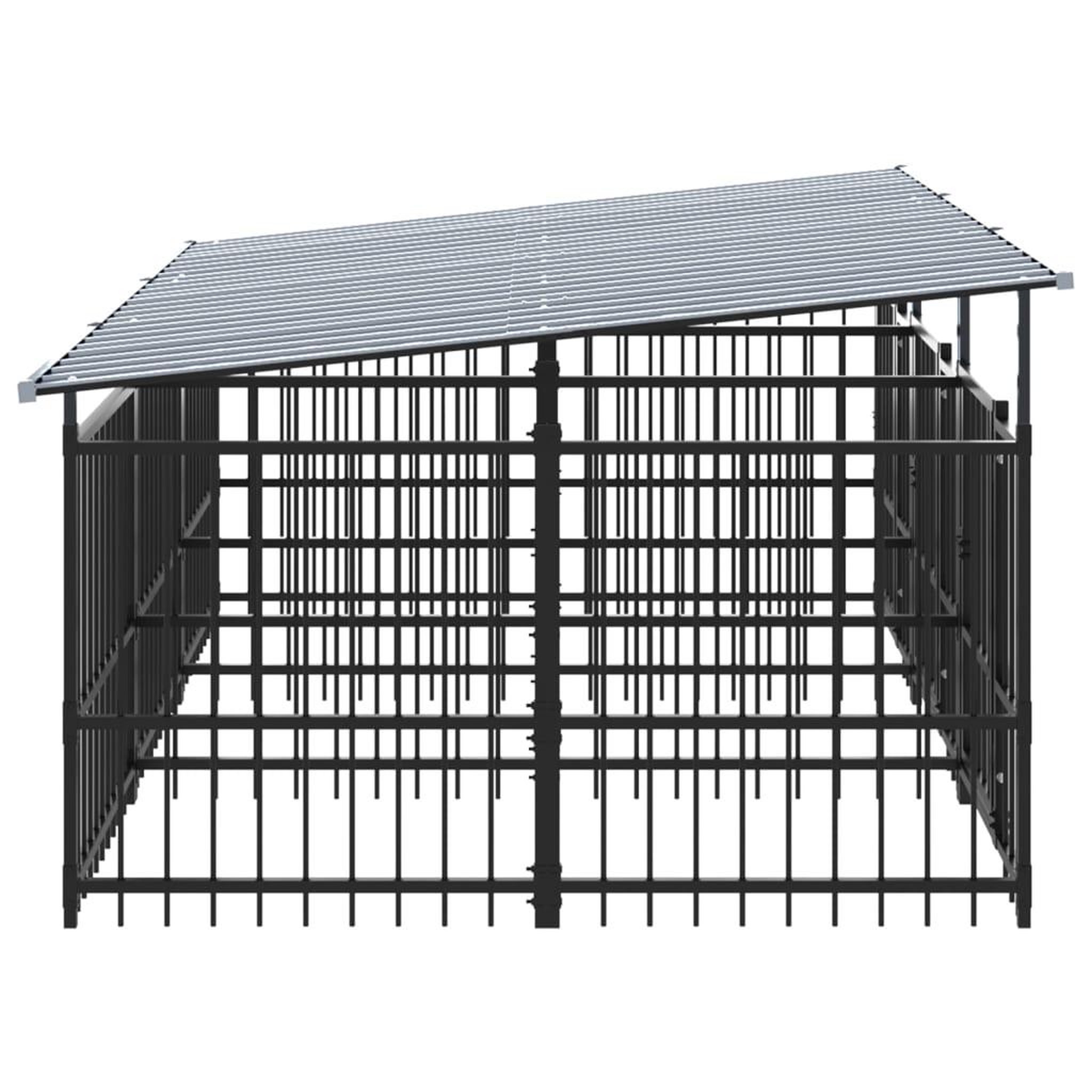 Voir la diapositive 4 : VIDAXL Chenil d'exterieur avec toit pour chiens Acier 5,63 m²