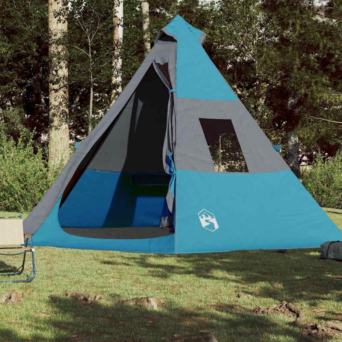 VIDAXL Tente de camping tipi 7 personnes bleu impermeable