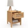 Voir la diapositive 6 : ID MARKET Lot de 2 tables de chevet EDHEN 1 tiroir avec niche cannage et bois