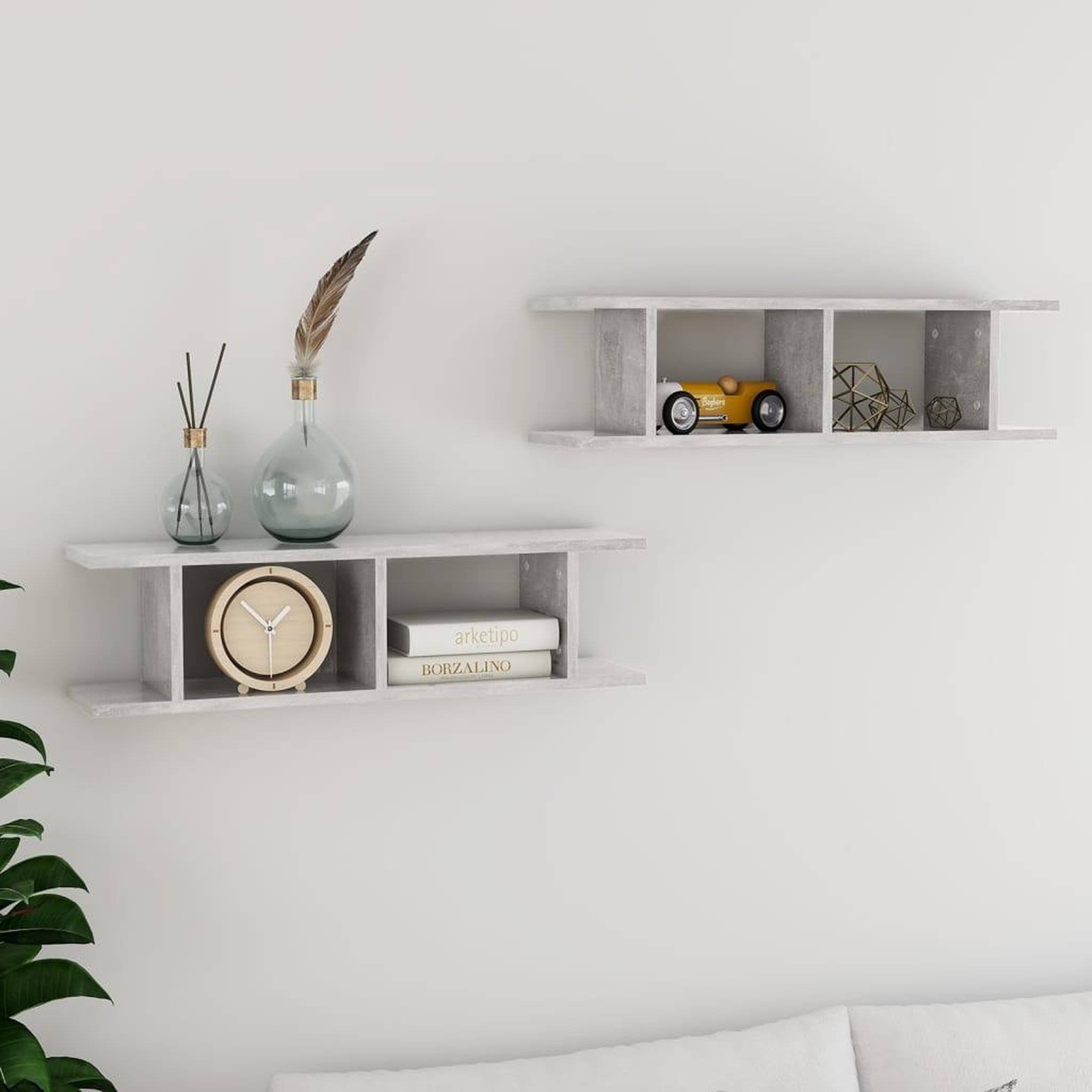 VIDAXL Etageres murales 2 pcs Gris beton 75x18x20 cm bois d'ingenierie