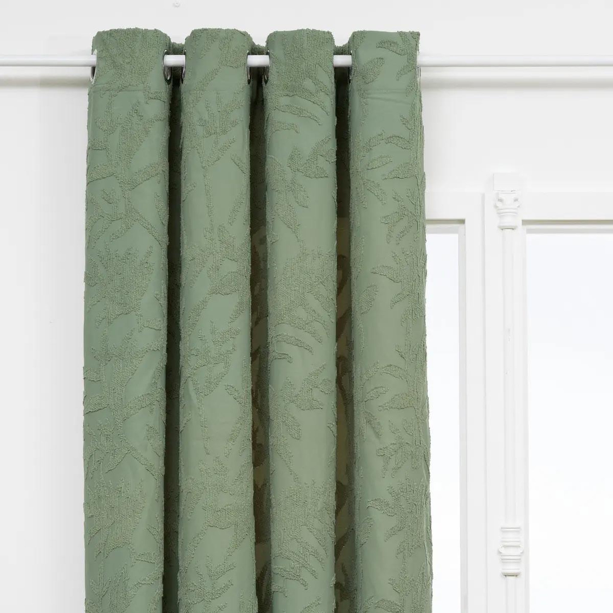 Voir la diapositive 2 : ATMOSPHERA Rideau à œillets tufté  willow  135x260cm vert céladon