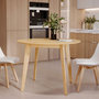 Voir la diapositive 2 : MAISON PAVANE Table ronde 4 personnes en bois clair D100 cm-Réno