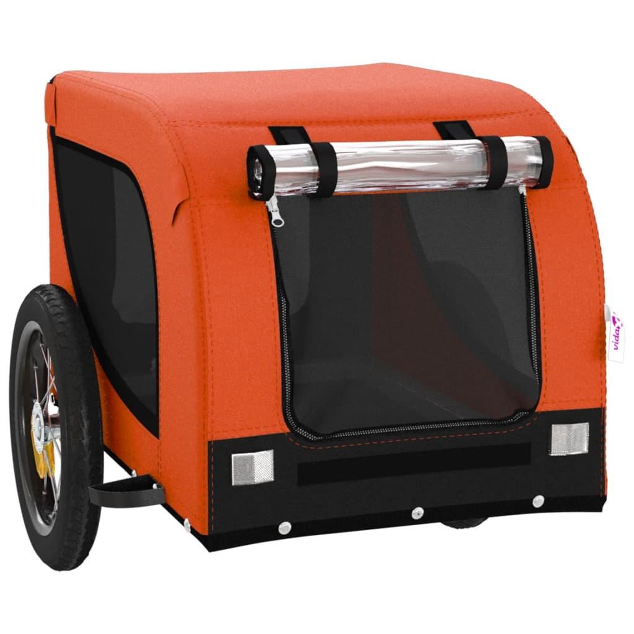 Voir la diapositive 4 : VIDAXL Remorque de velo pour animaux de compagnie orange et noir