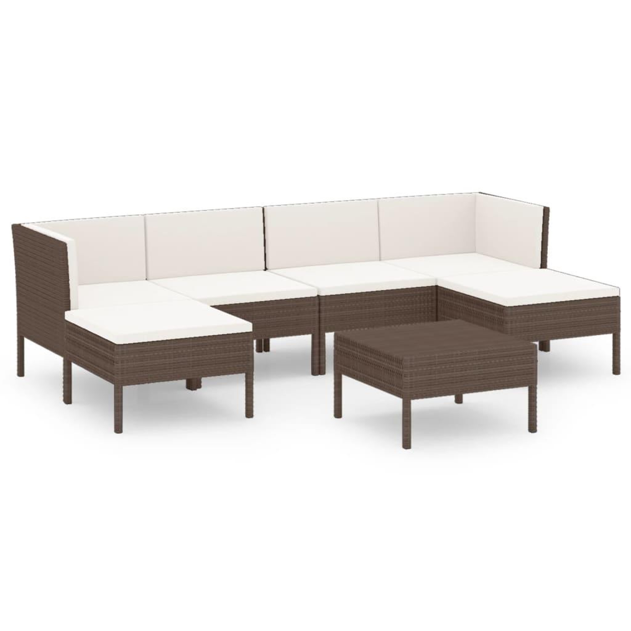 Voir la diapositive 2 : VIDAXL Salon de jardin 7 pcs avec coussins Resine tressee Marron