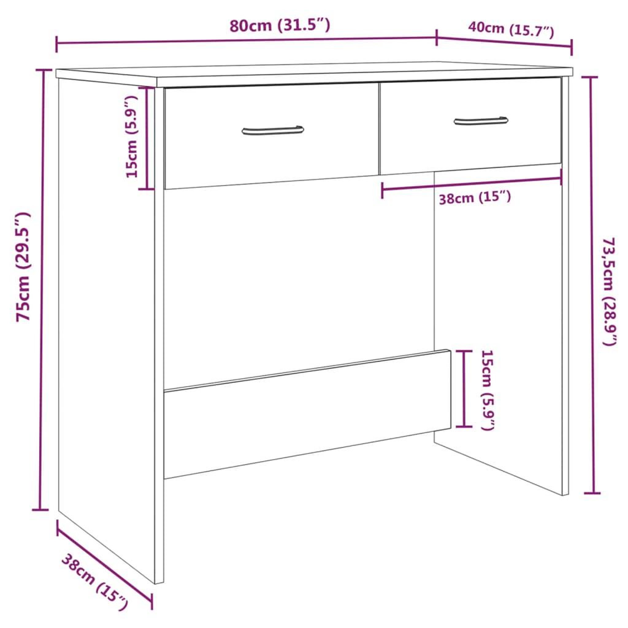 Voir la diapositive 6 : VIDAXL Bureau chene marron 80x40x75 cm bois d'ingenierie