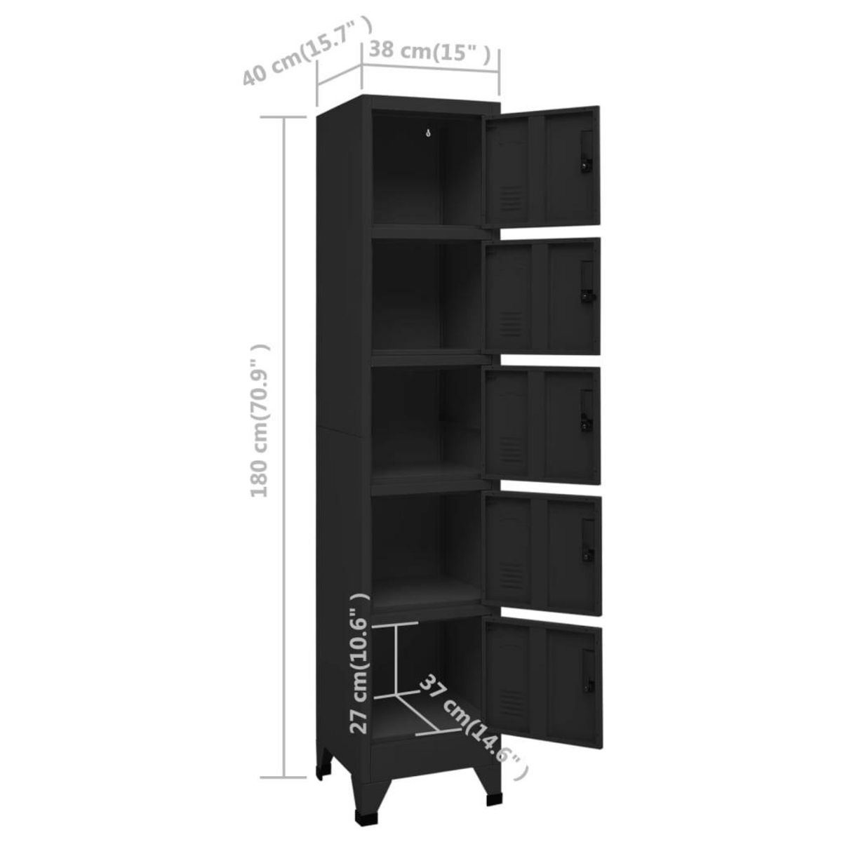 VIDAXL Armoire a casiers Noir 38x40x180 cm Acier