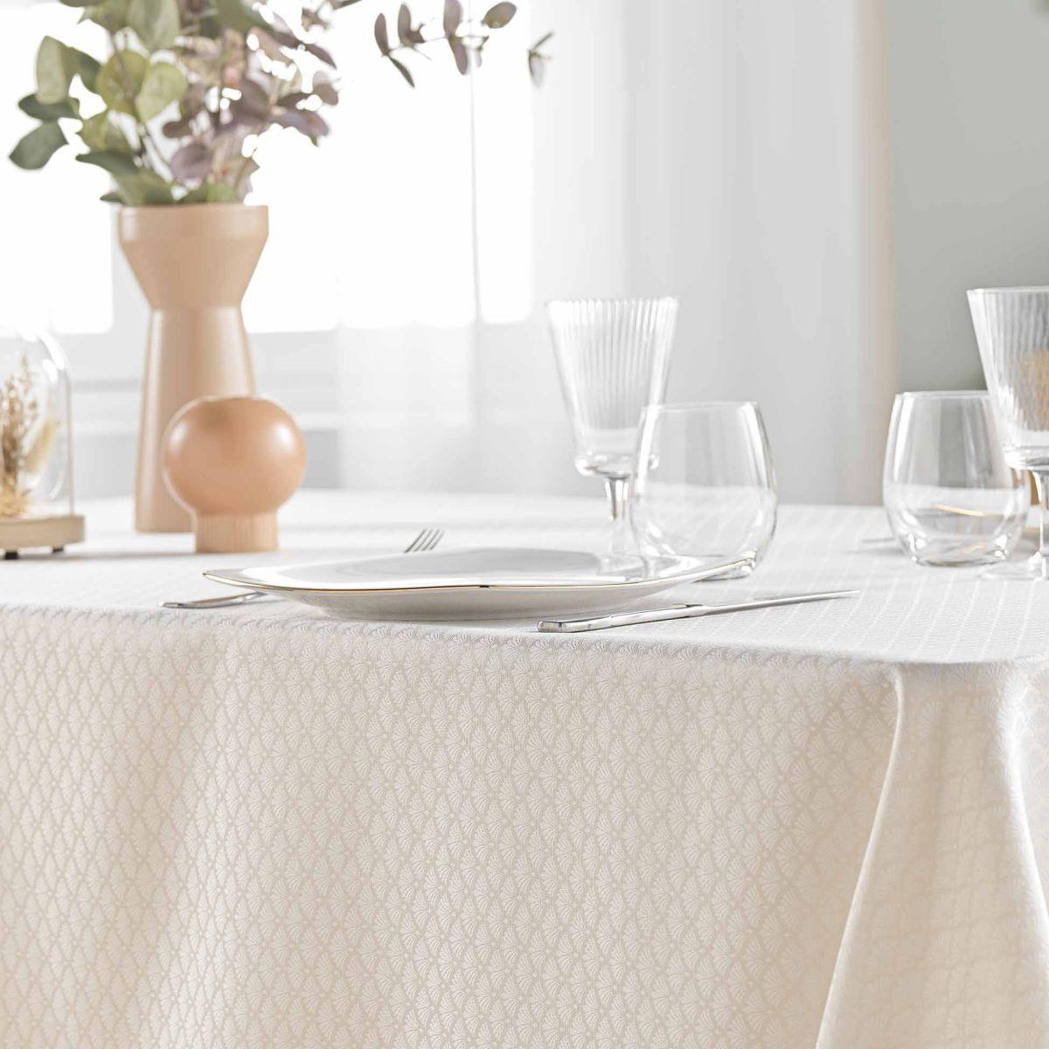 Voir la diapositive 3 : Douceur d'Intérieur Nappe jacquard imprimé  artea  140x240cm naturel