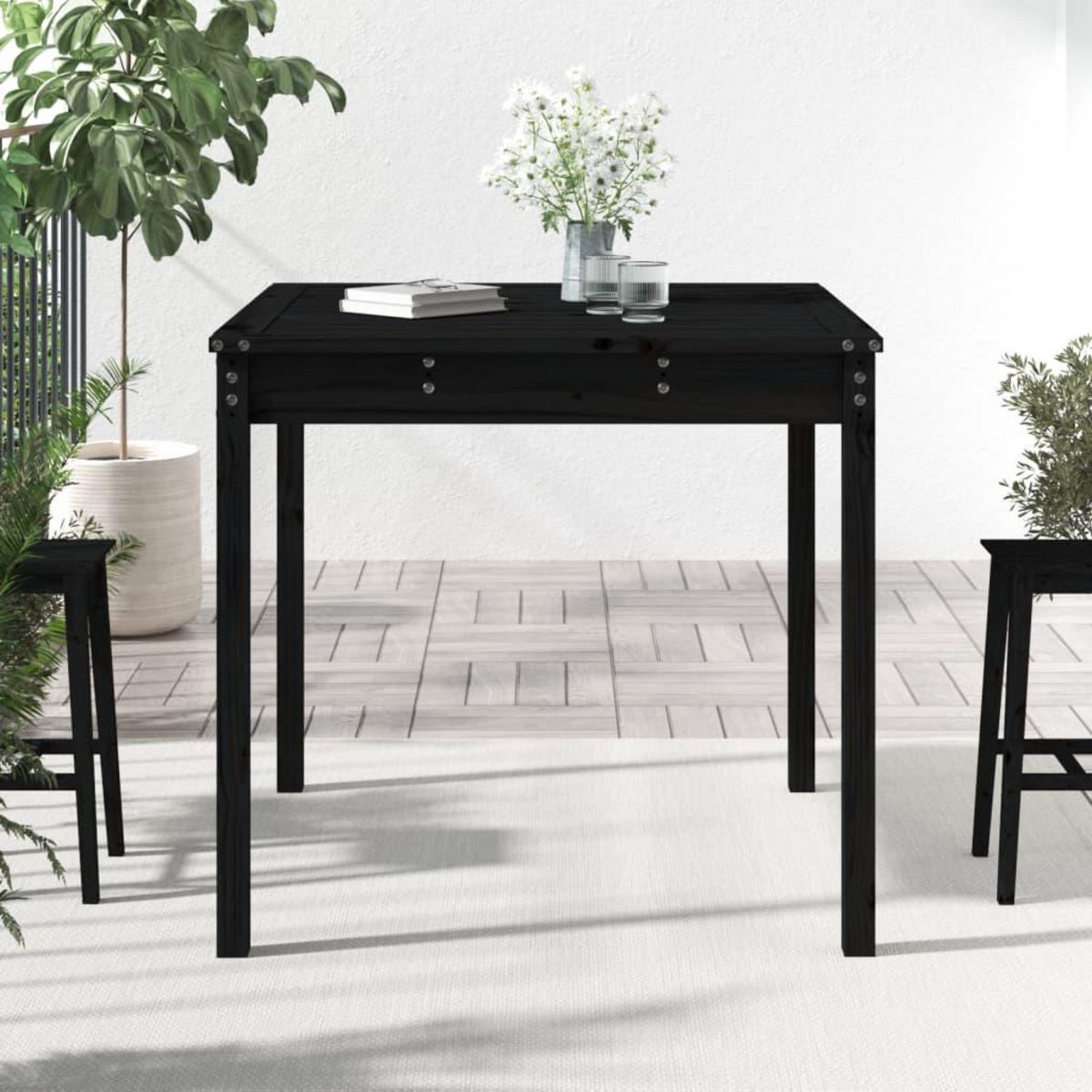 VIDAXL Table de jardin noir 82,5x82,5x76 cm bois massif de pin
