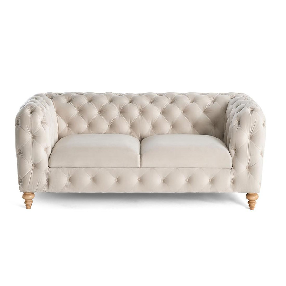 LISA DESIGN Walter - canapé 3 places chesterfield en velours - pieds bois