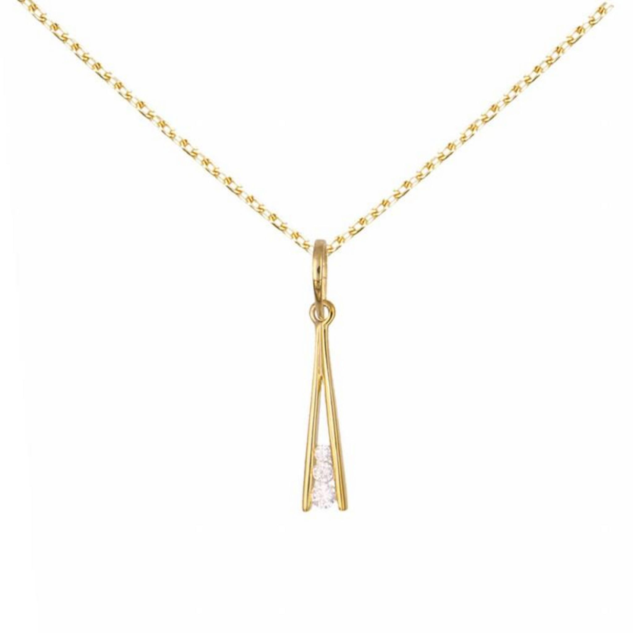 Pendentif Coeur En Or 18K Serti Zirconiums - Poinçon Tête D'aigle