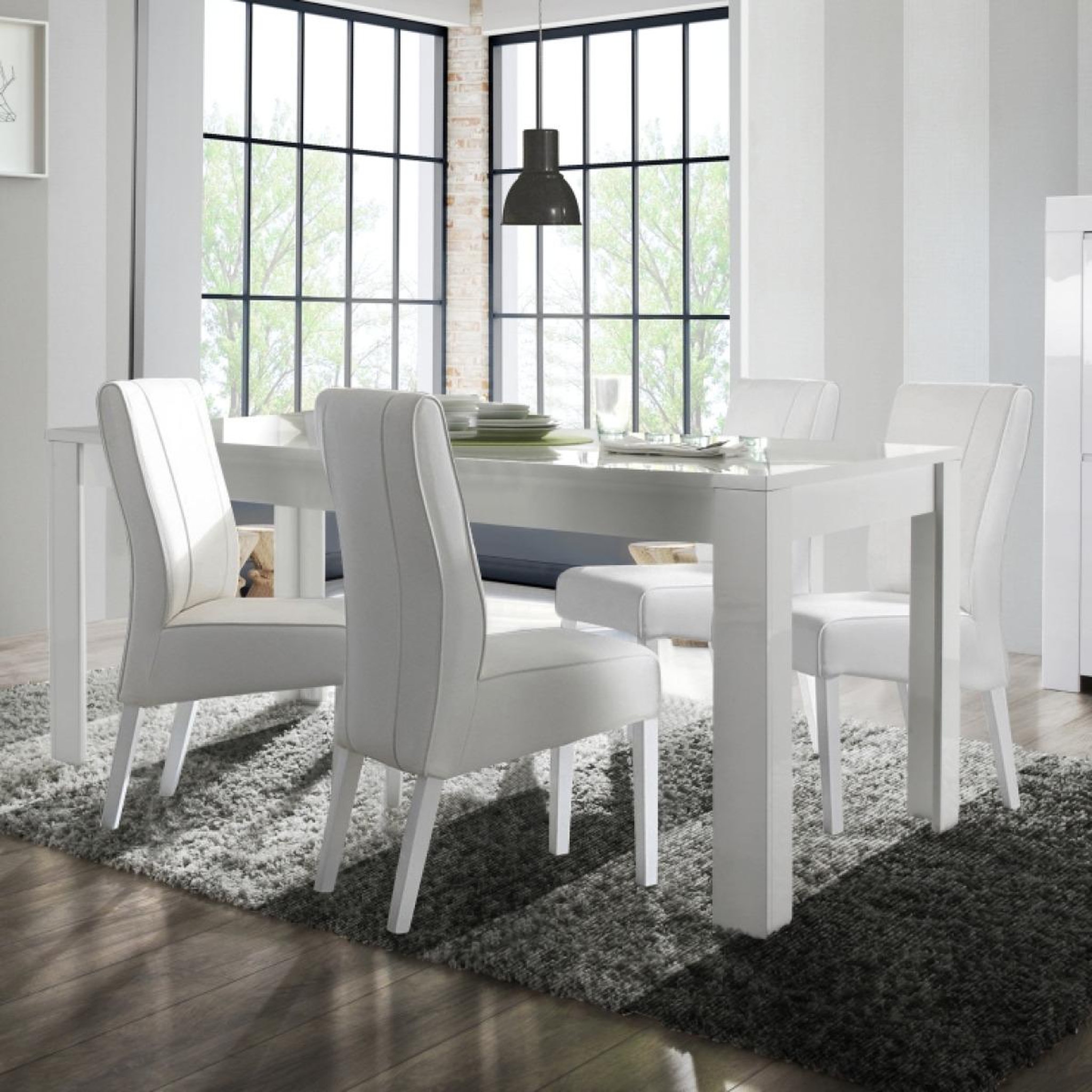 Voir la diapositive 5 : JLC KREATION Table à manger design laqué blanc 180cm APHODITE