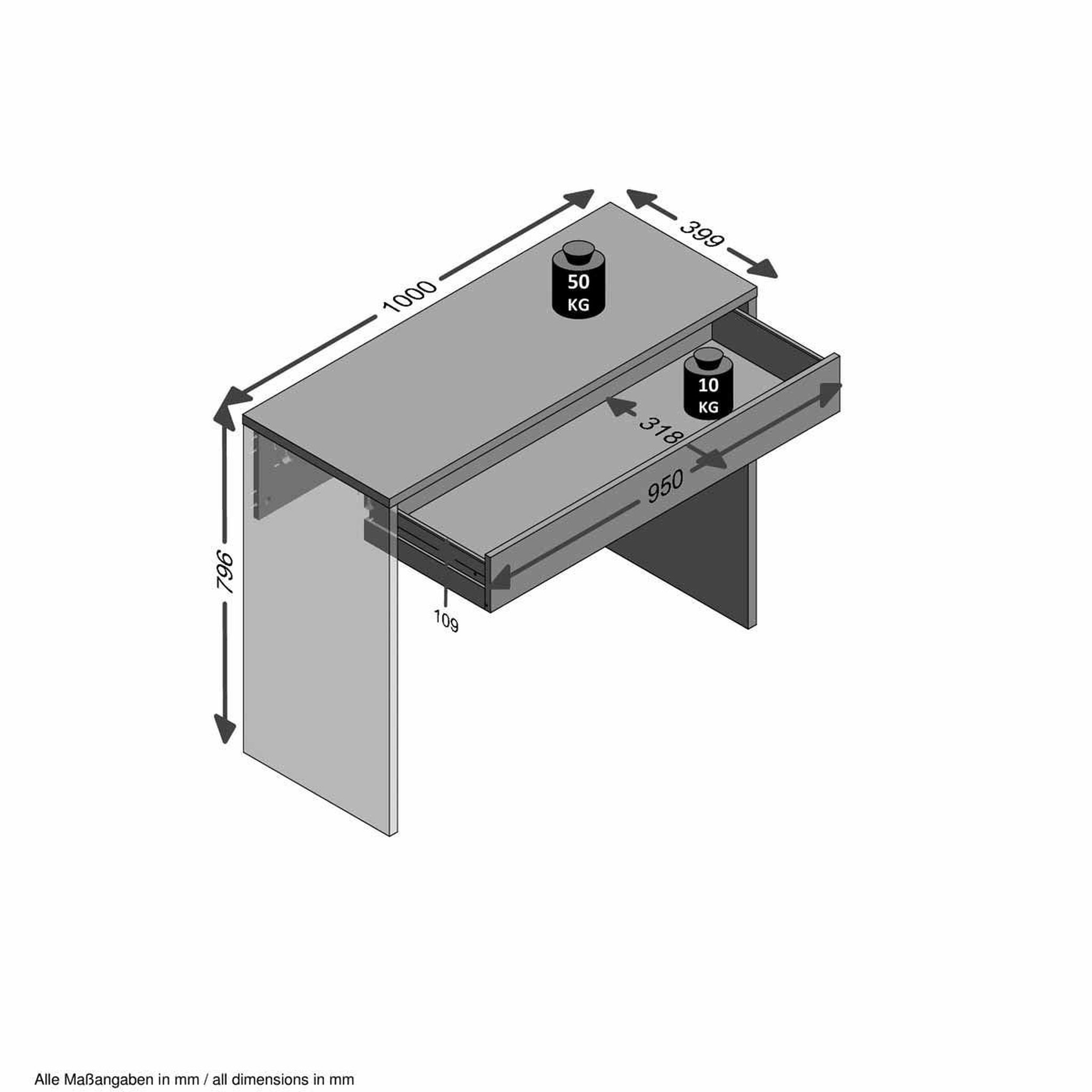 Voir la diapositive 3 : Paris Prix Console 1 tiroir design  kherer  100cm blanc