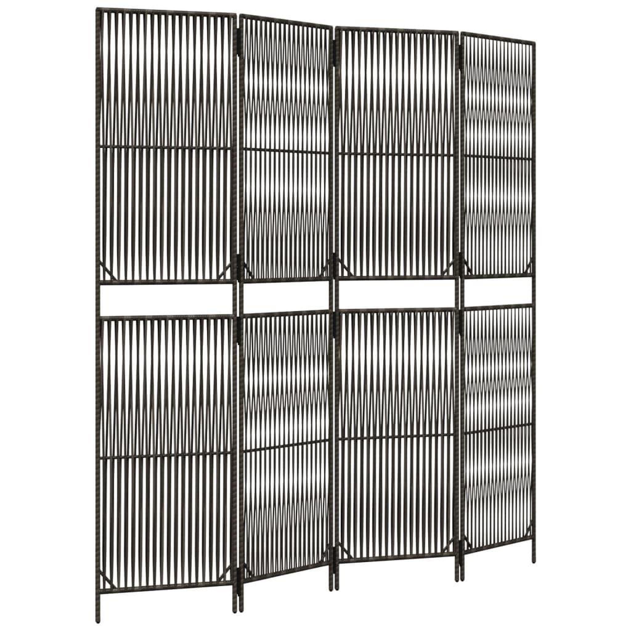 Voir la diapositive 2 : VIDAXL Cloison de separation 4 panneaux gris resine tressee