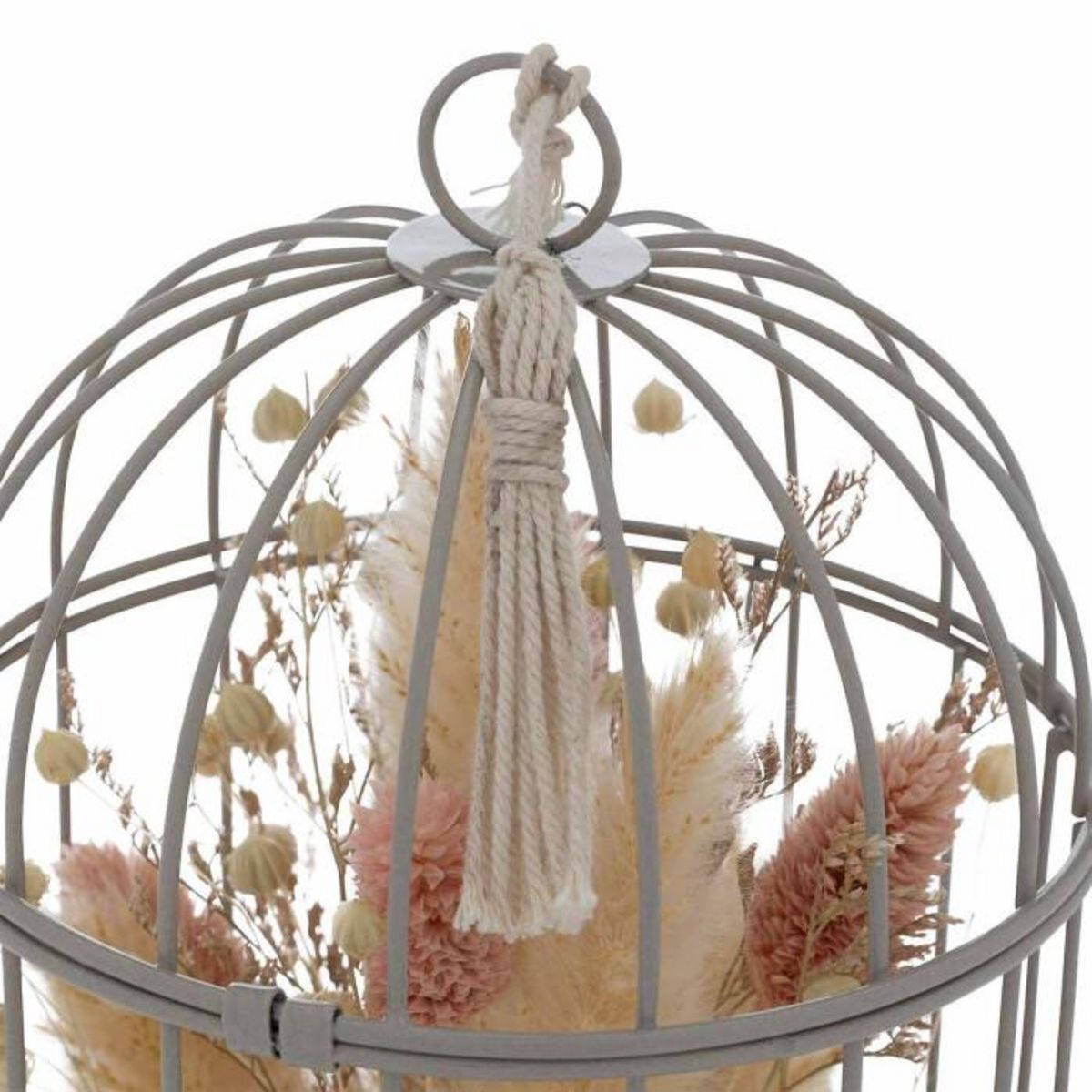 ATMOSPHERA Fleurs Séchées Déco  Cage  20cm Gris