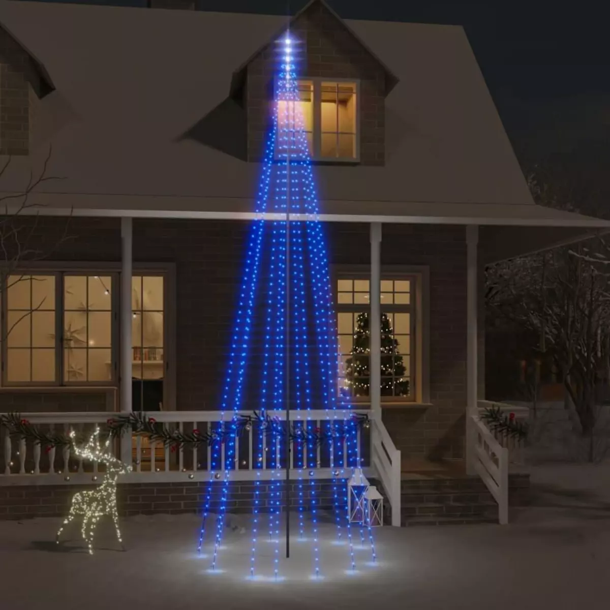 VIDAXL Sapin de Noël sur mat de drapeau 732 LED Bleues 500 cm