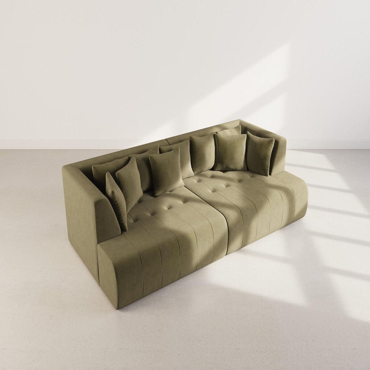 LISA DESIGN Onyx - canapé droit 4 places avec double méridienne - assise profonde - en velours côtelé