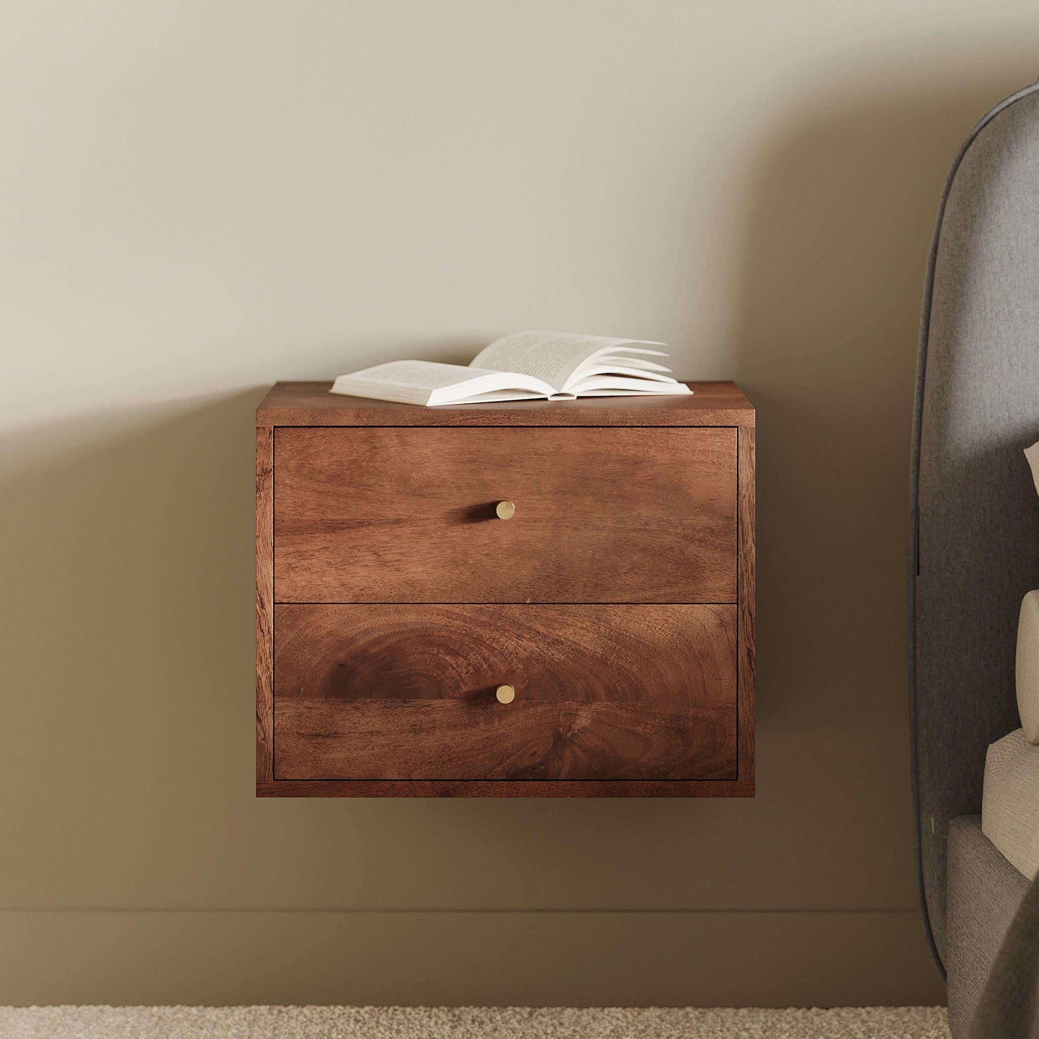 Voir la diapositive 2 : MAISON PAVANE Table de chevet suspendue en bois de manguier-oréa