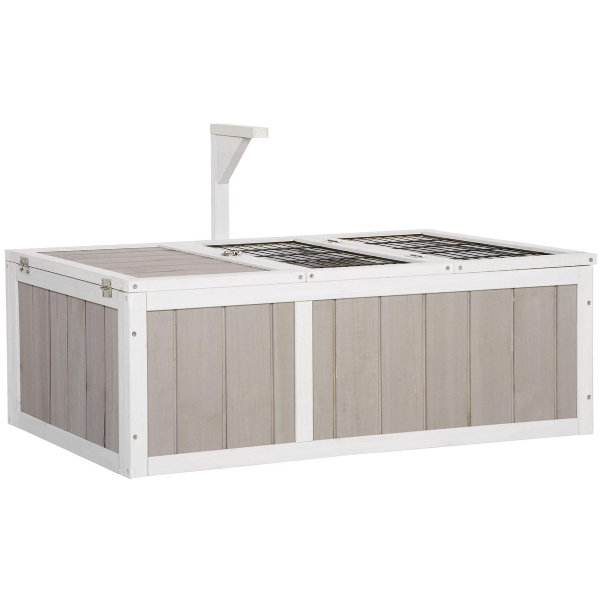 PAWHUT Enclos pour tortue - parc pour tortue - maison pour tortue terrestre - enclos extérieur avec grillage - bois sapin gris blanc