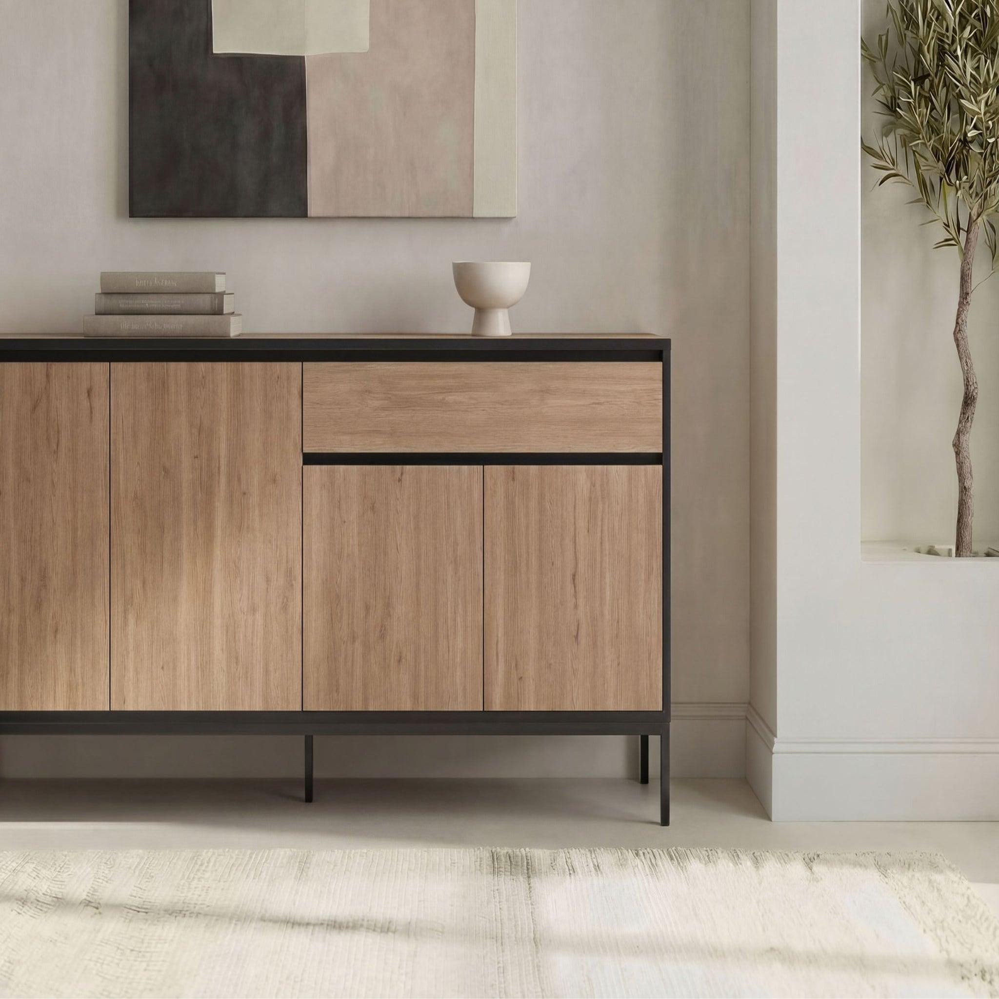 Voir la diapositive 5 : CASANOVA PARIS Vana - buffet 4 portes 180cm en mélamine