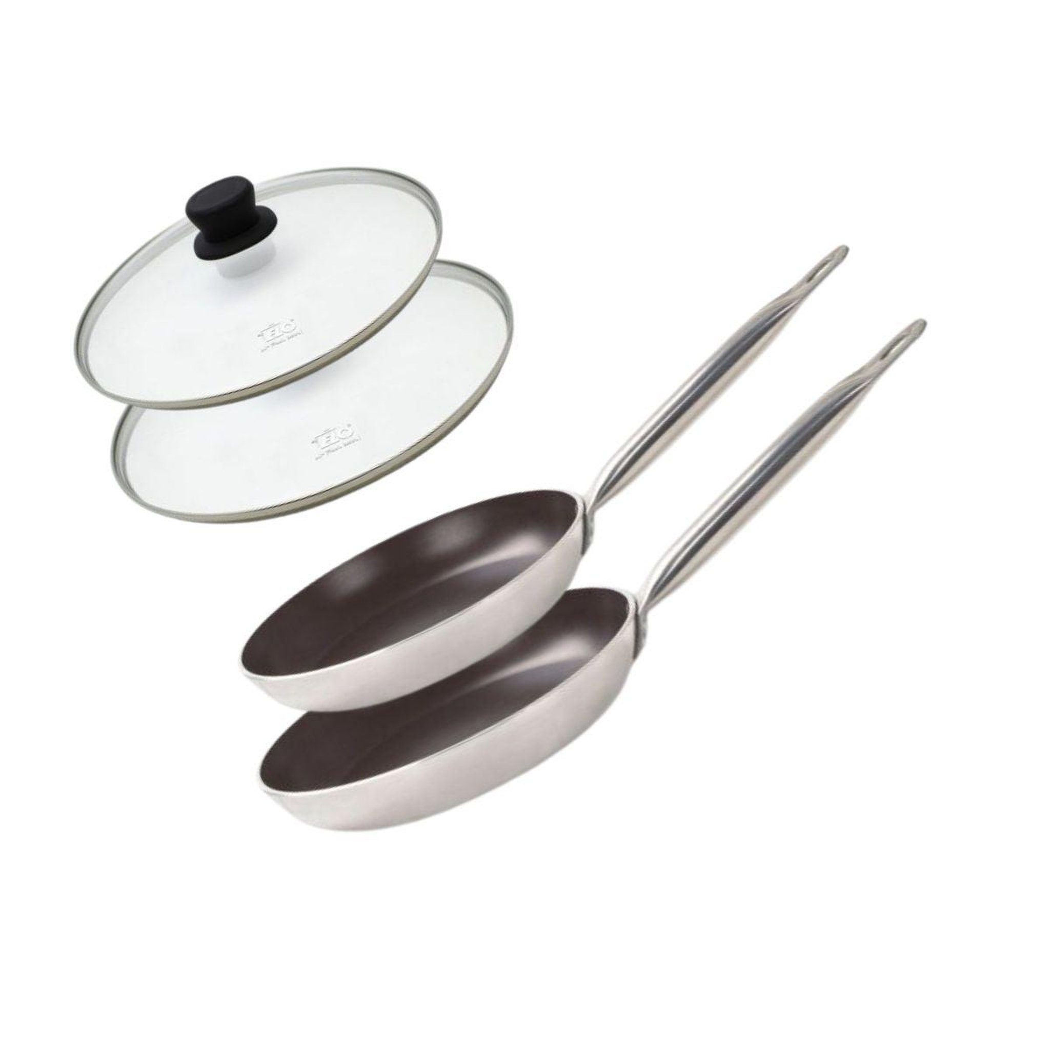 ELO Set de 2 poêles 24 et 28 cm céramique sans pfas et 2 couvercles bistro line elo