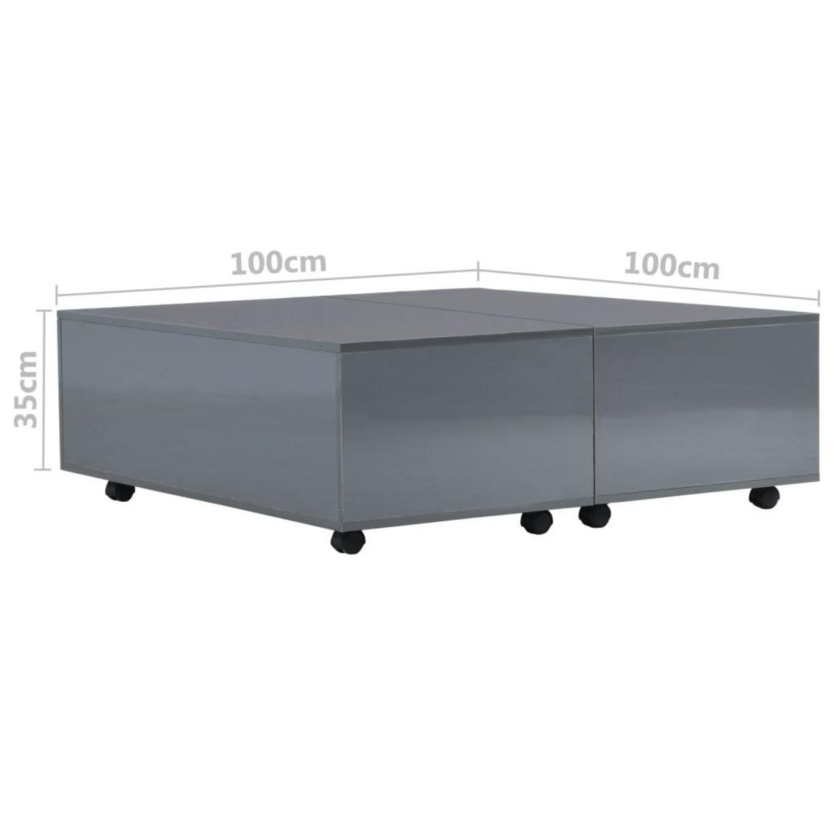 VIDAXL Table basse Gris brillant 100x100x35 cm