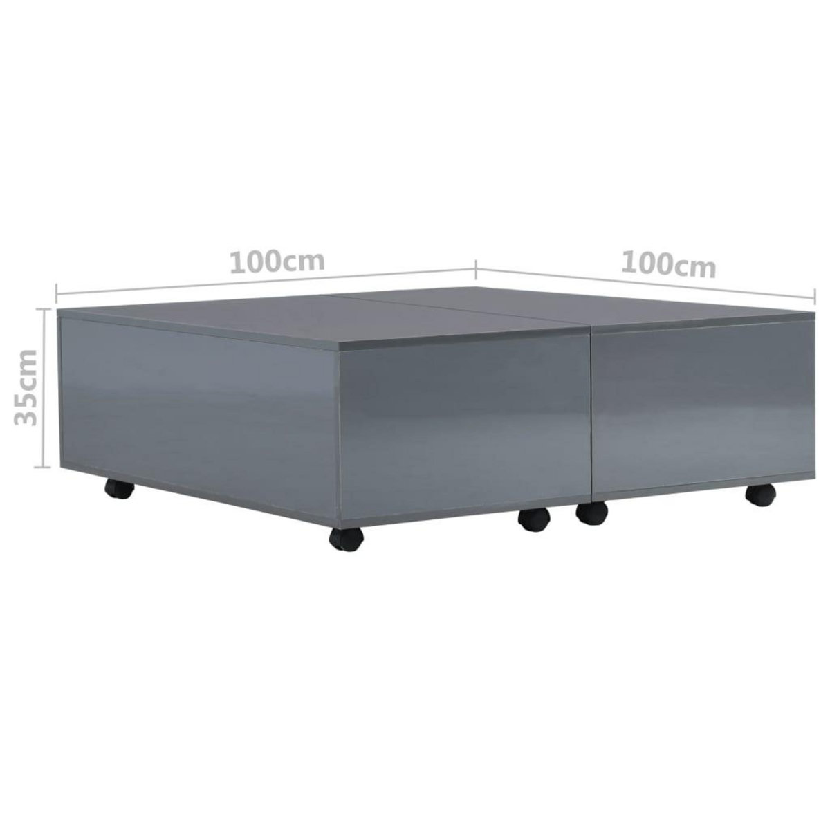 VIDAXL Table basse Gris brillant 100x100x35 cm