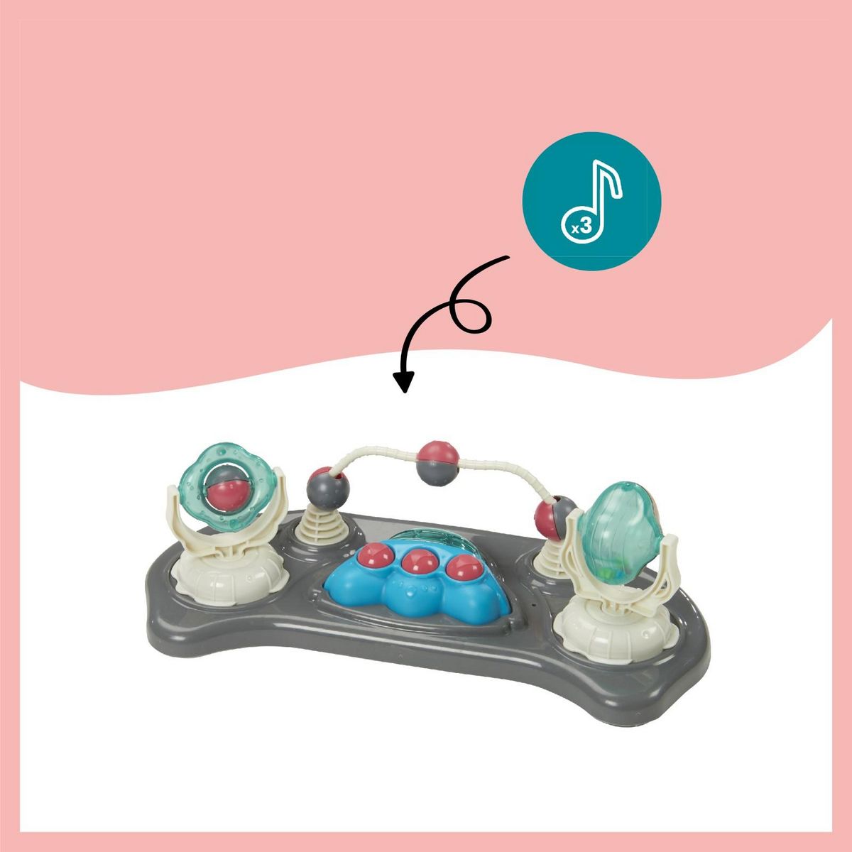 BABYMOOV Trotteur-Pousseur bébé Babymoov - Evolutif - Pliage compact - Musical - Zinc