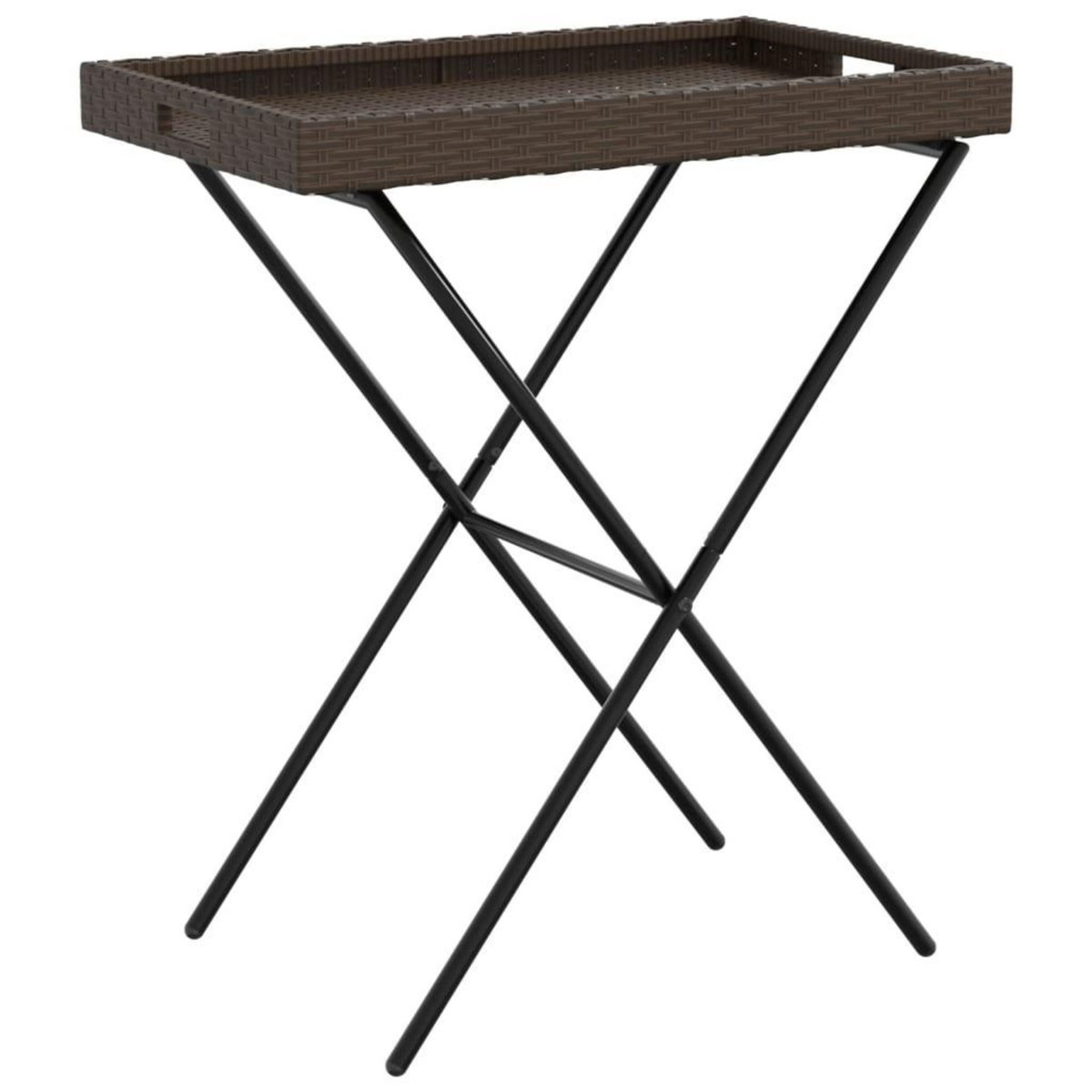 VIDAXL Table a plateau pliable marron 65x40x75 cm resine tressee