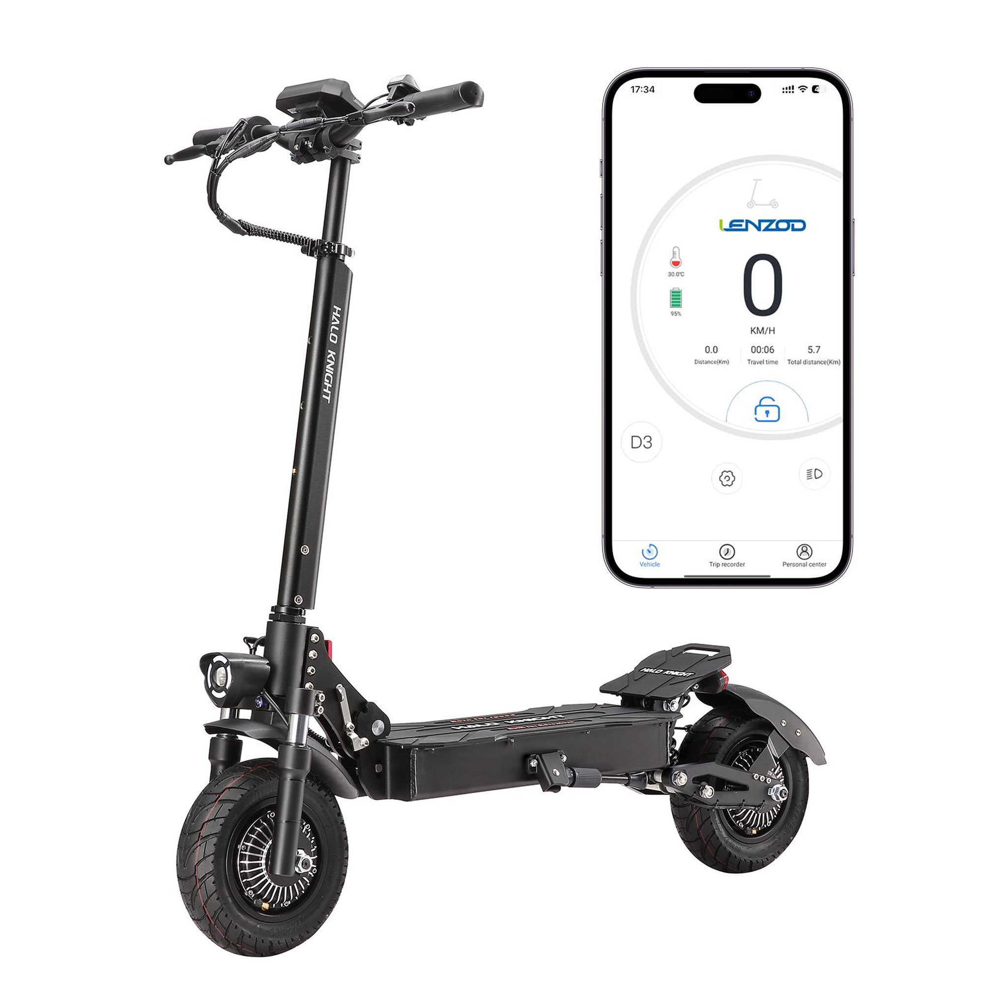 HALO KNIGHT Trottinette électrique HALO KNIGHT T104, double moteur, 52 V 21 Ah, noire