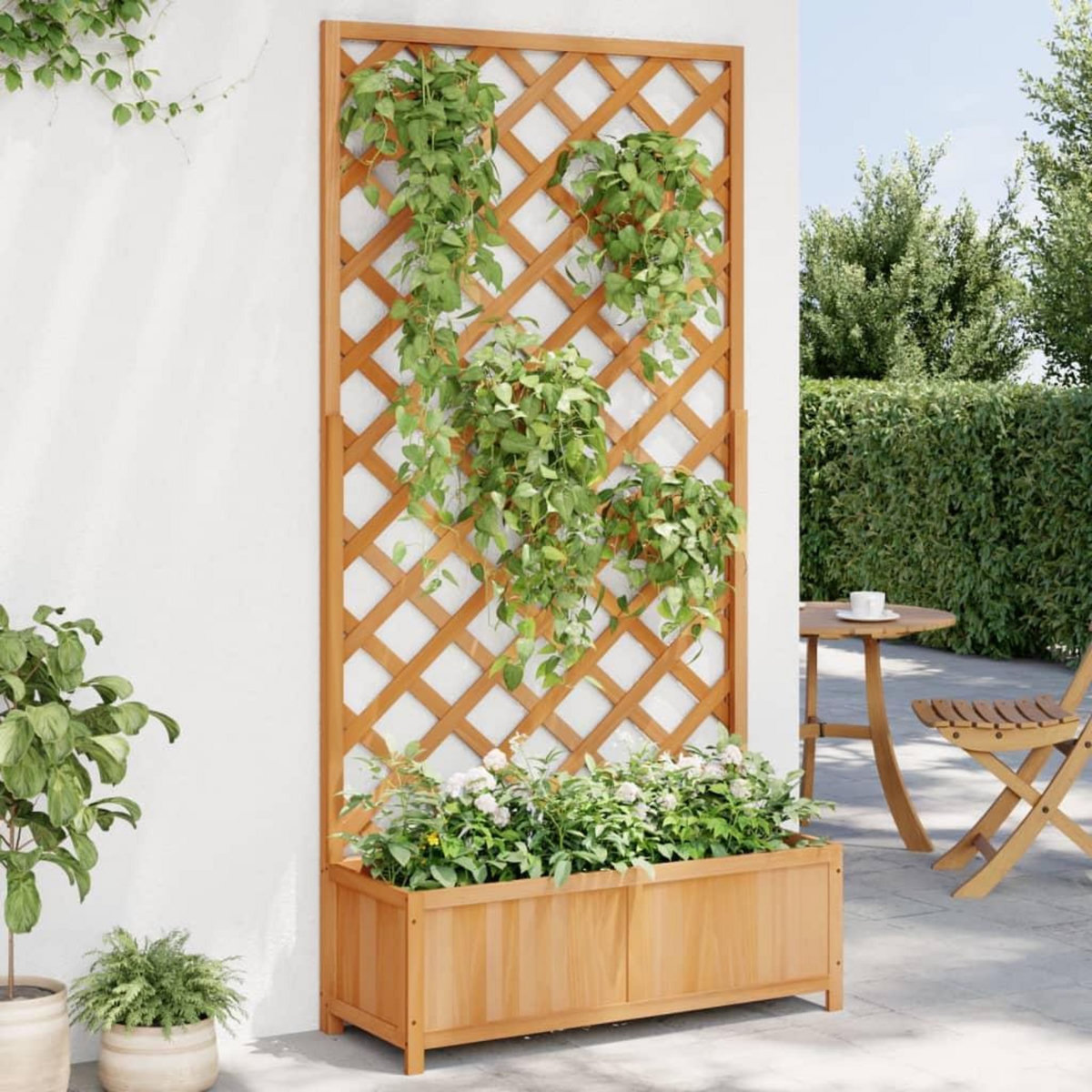VIDAXL Jardiniere avec treillis marron bois massif de sapin