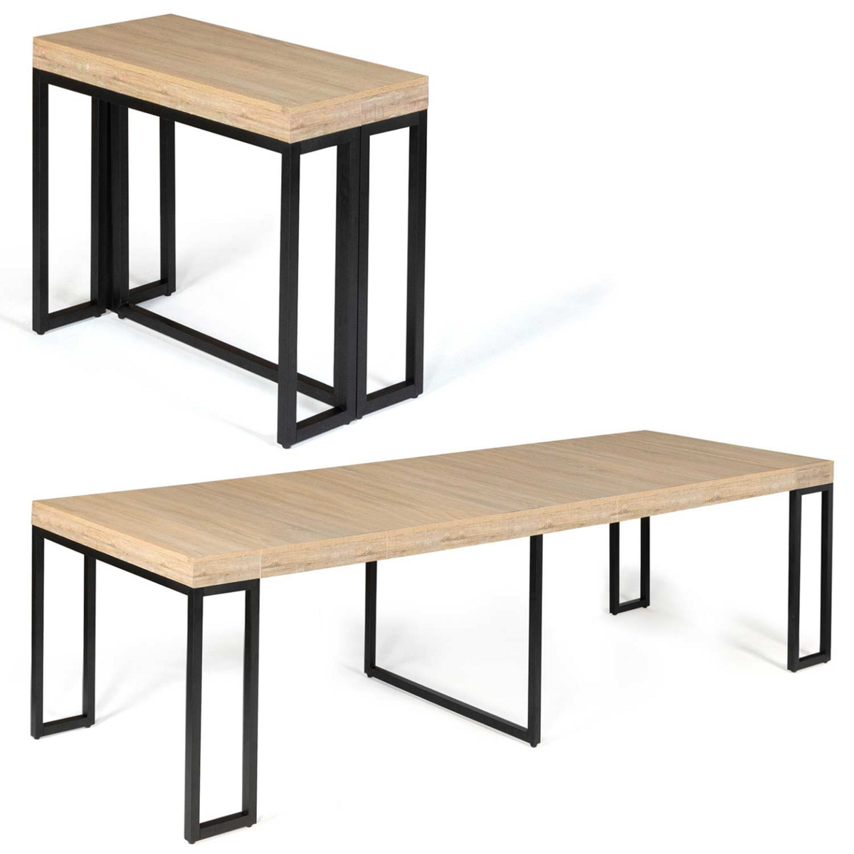 ID MARKET Table console extensible TORONTO 14 personnes 300 cm design industriel