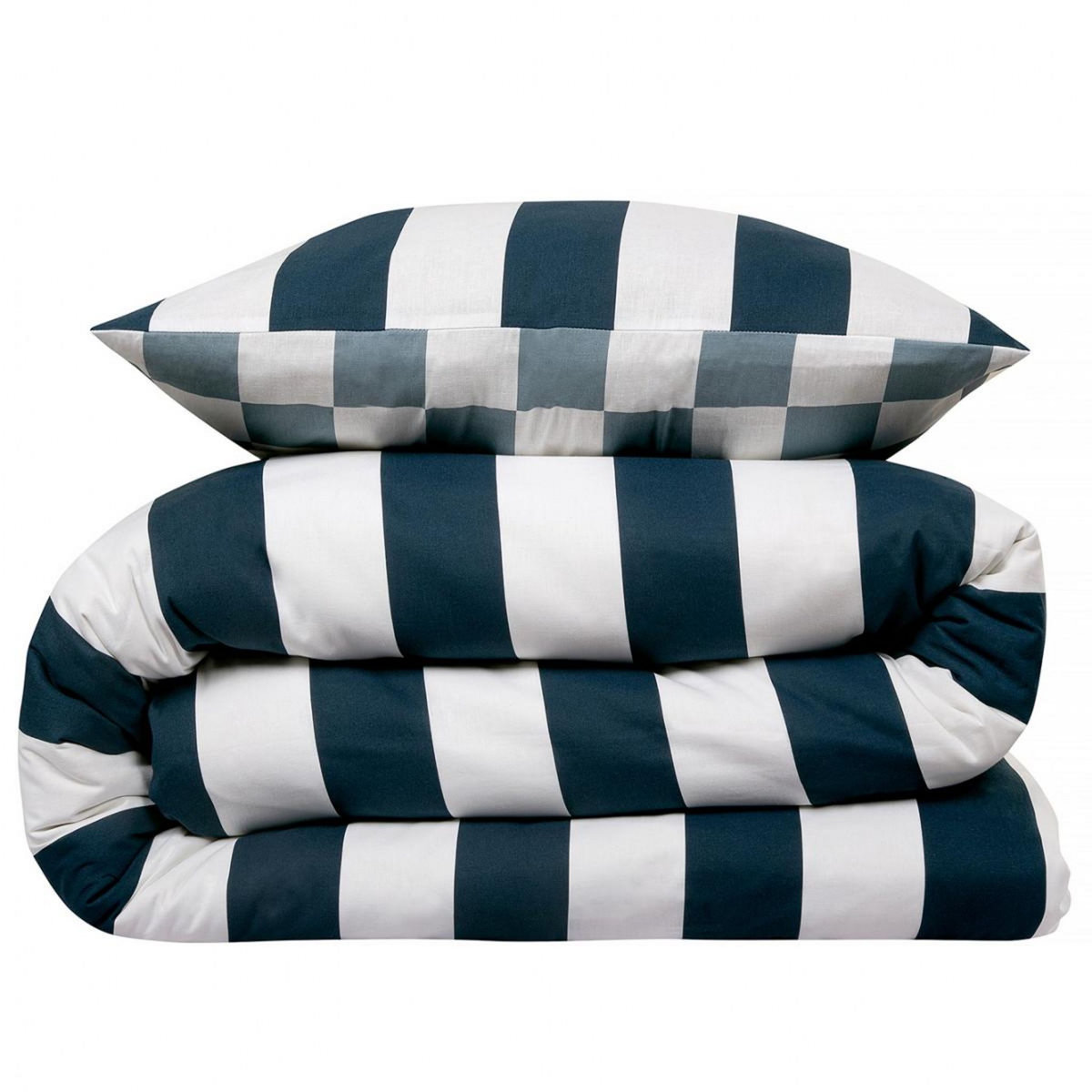 FUTURE HOME Parure de lit 2 personnes damier rayé réversible