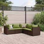 VIDAXL Salon de jardin 5 pcs avec coussins Marron Resine tressee